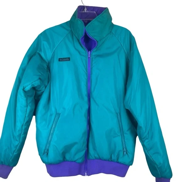 Columbia Men's Reversible All Weather Jacket Purple & Teal Size Large - Picture 3 of 14